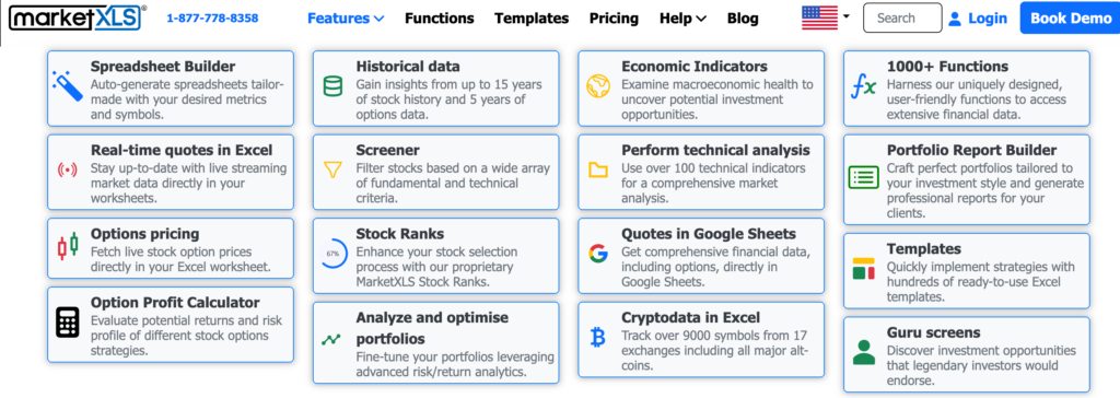 Features and Functionality MarketXLS 1