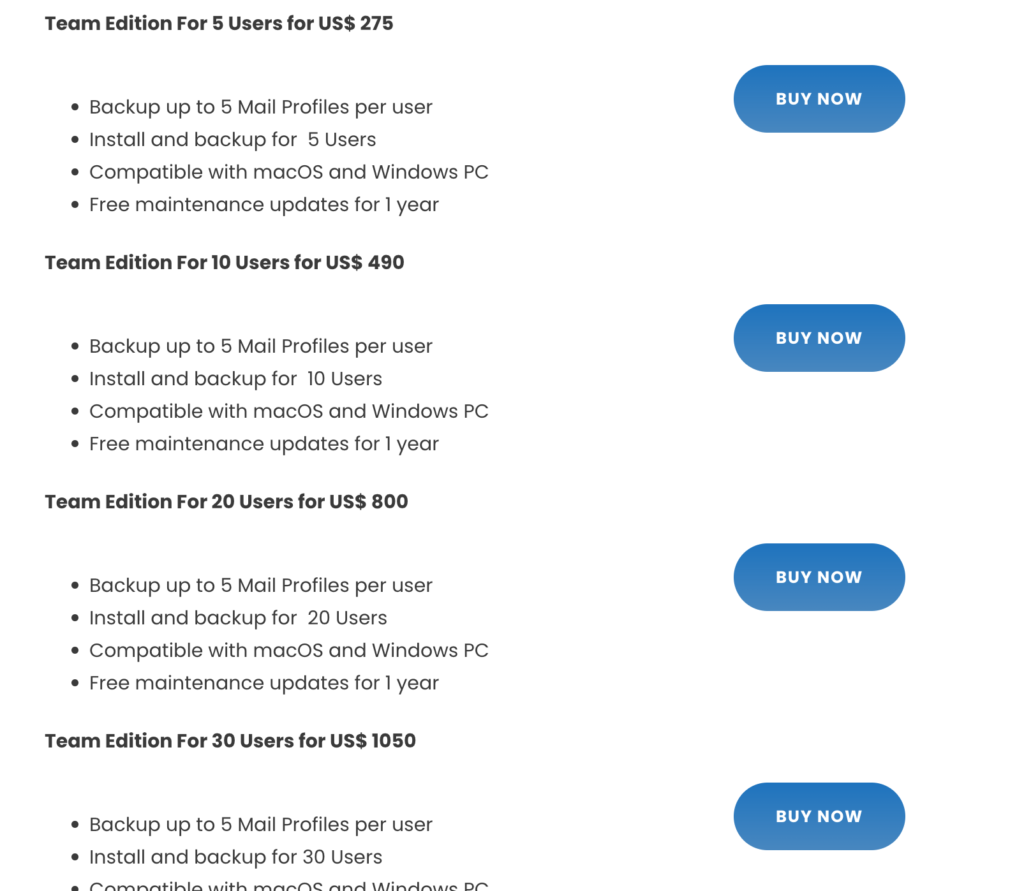 Pricing and Value for Money MailBackupX 4