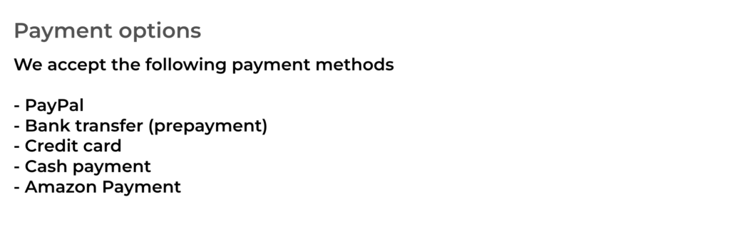 Payment options
