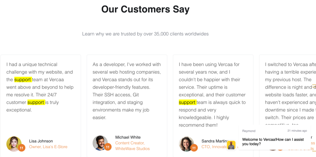 Customer Reviews and Feedback vercaa 2