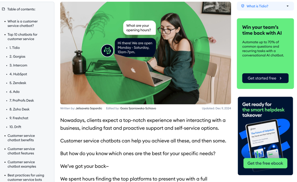 Customer Support and Service Tidio LLC 7